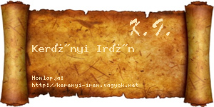 Kerényi Irén névjegykártya